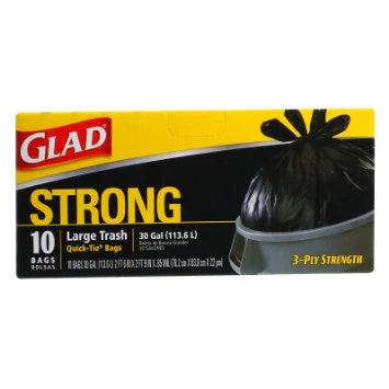 Glad Trash Quick-Tie 30 Gallon 10ct/12pk