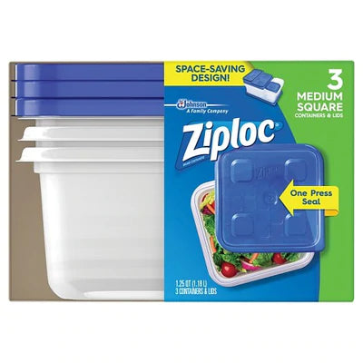 ZIPLOC@Container Medium SQUARE - 3ct/6pk