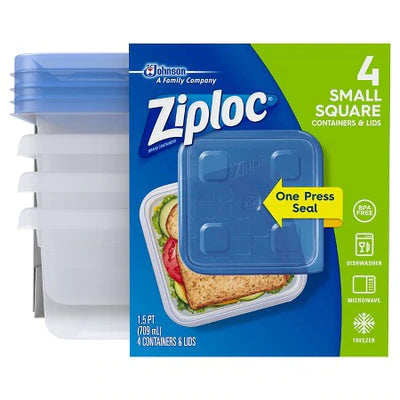 ZIPLOC@Container Small SQUARE - 4ct/6pk