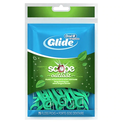 Oral-B Glide Complete w/Scope Outlast Dental Floss Picks Mint - 75ct/48pk