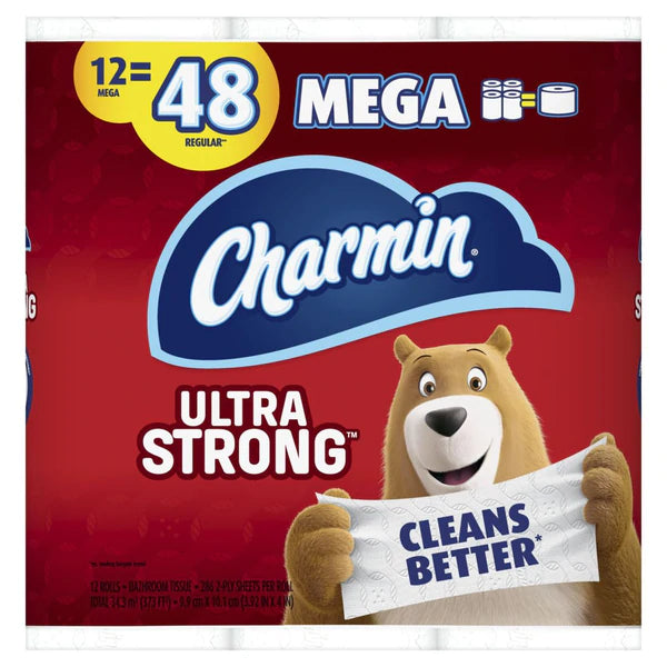 Charmin Ultra Strong Toilet Paper 12 Mega Roll, 286sh 12ct/4pk