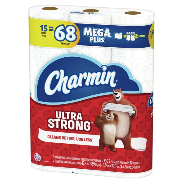 Charmin Ultra Strong Paper 15 Mega Rolls 330ct/ 15ct - 4pk