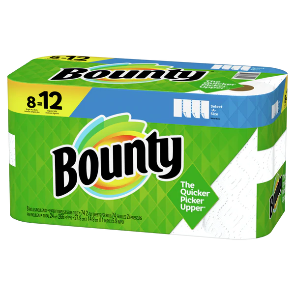 Bounty Select-A-Size Paper Towels White 8 Single Plus Rolls = 12 Regular Rolls - 8ct/1pk