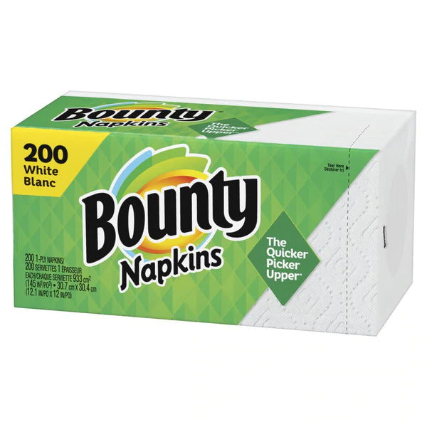 Bounty Paper Napkins, White, 200ct/8pk