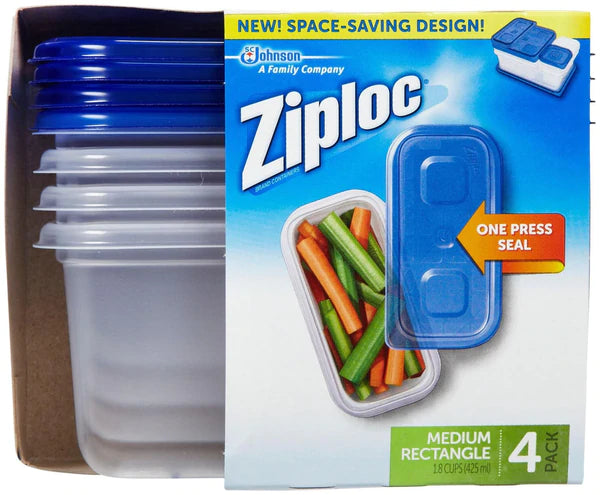 ZIPLOC@Container Medium RECTANGLE - 4ct/6pk