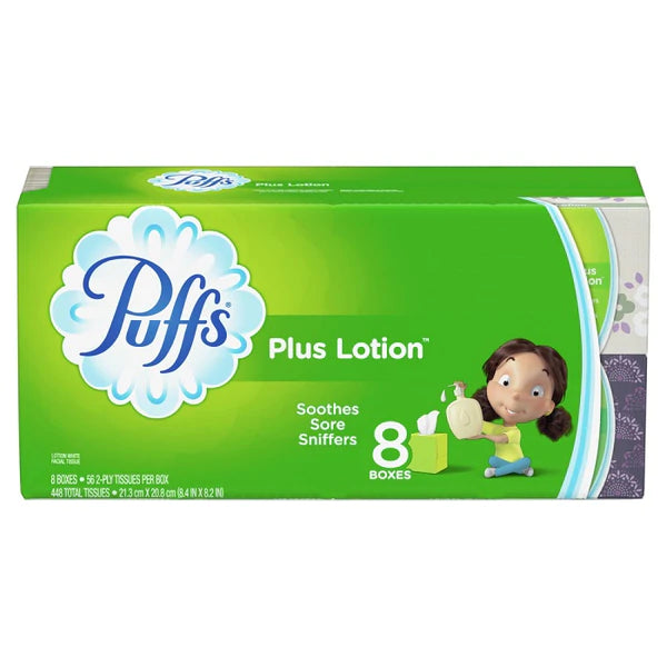 Puffs Plus Lotion Facial Tissues 8 Cube Boxes - 56ct/3pk