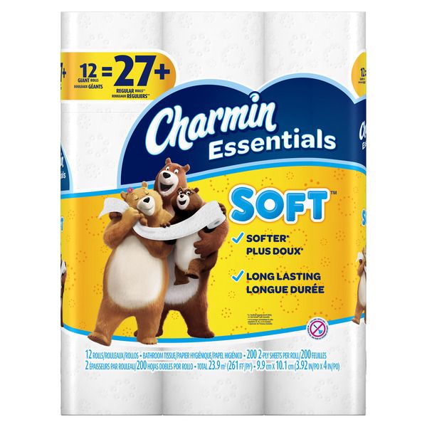 Charmin Essentials Soft Toliet Paper 12 Giant Rolls - 200ct/4pk