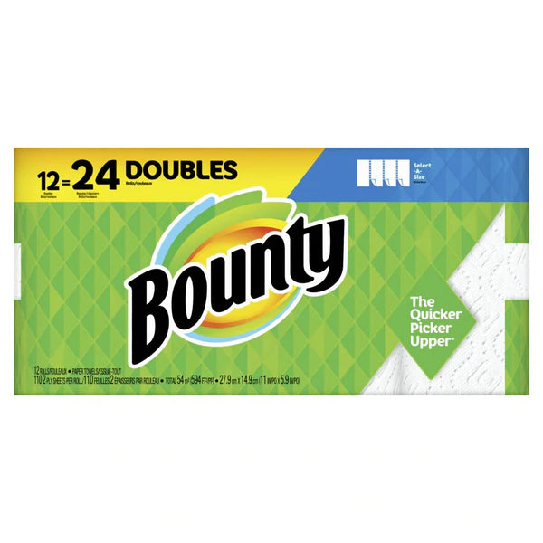 Bounty Select-A-Size Paper Towels, White, 12 Double Rolls 110ct/1pk