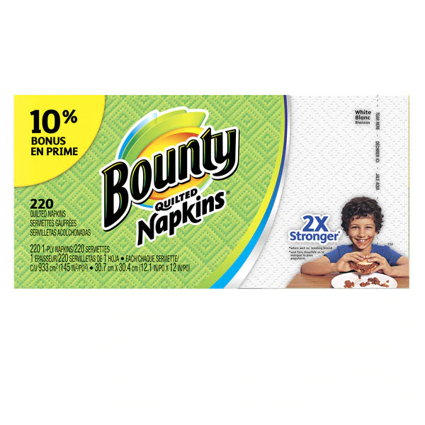 Bounty White Paper Napkins Quilted - 220ct/8pk