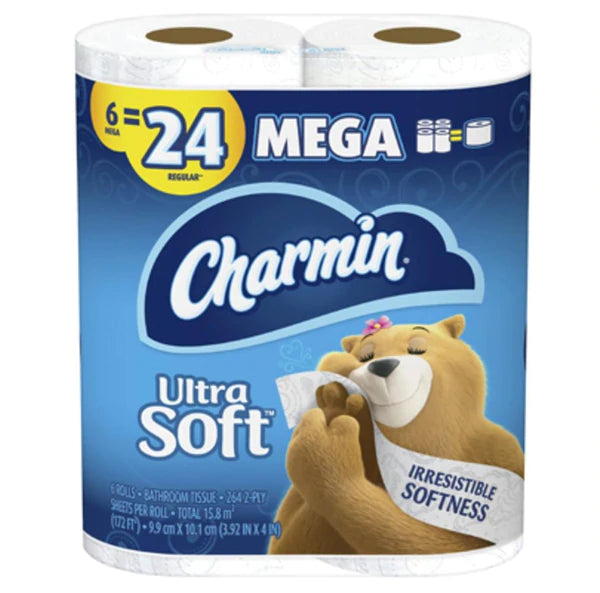 Charmin Ultra Soft Toilet Paper 6 Mega Rolls 264sh - 6ct/3pk