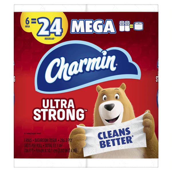 Charmin Ultra Strong Toilet Paper 6 Mega Roll - 296ct/3pk